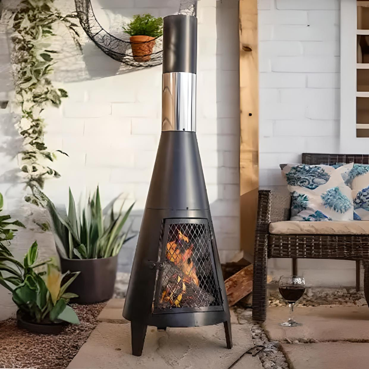 Outdoor Steel Chiminea Patio Heater